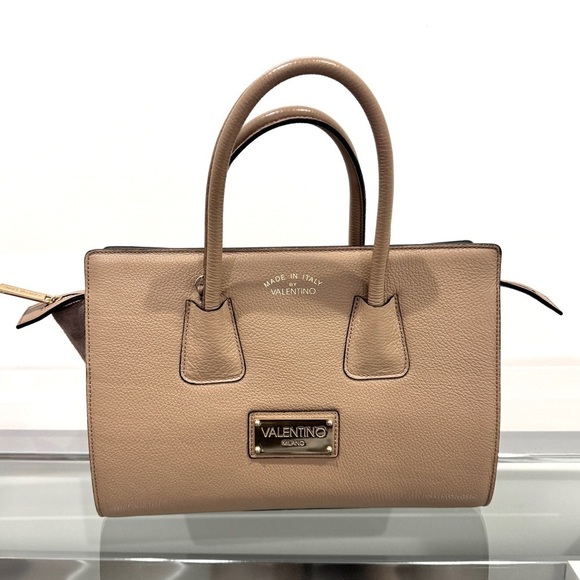 Valentino Milano Beige Suede Side Leather Handbag with Detachable Straps - Picture 1 of 12